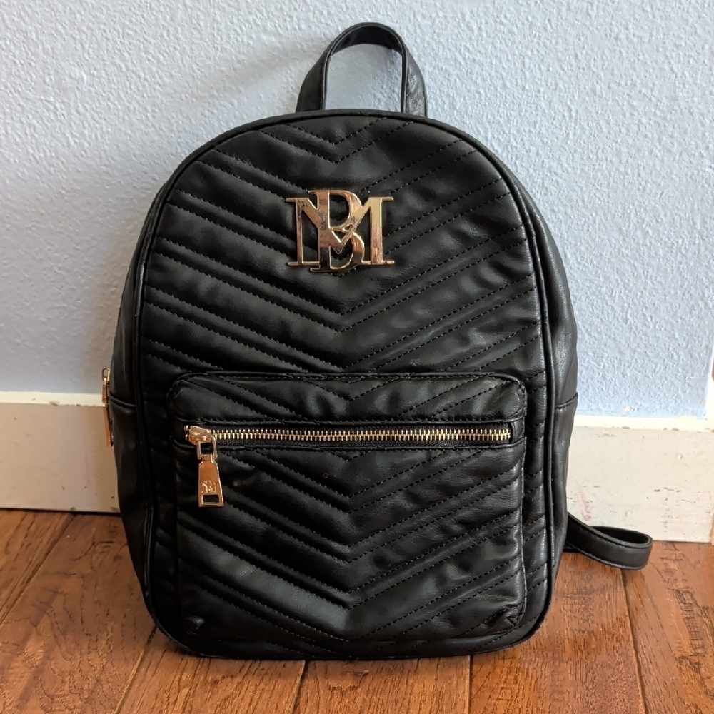 Badgley Mischka Black Quilted Backpack